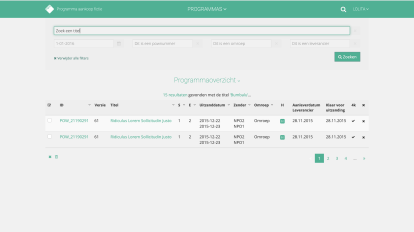 Screenshot of program overview page of NPO